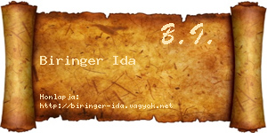 Biringer Ida névjegykártya